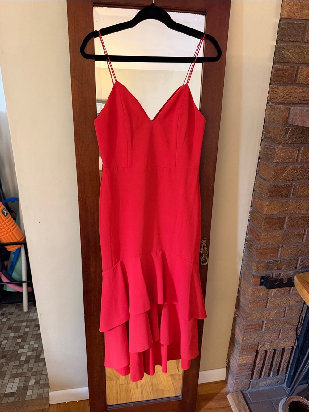 Alice + Olivia Vibrant Red Spaghetti-Strap High-Low Dress